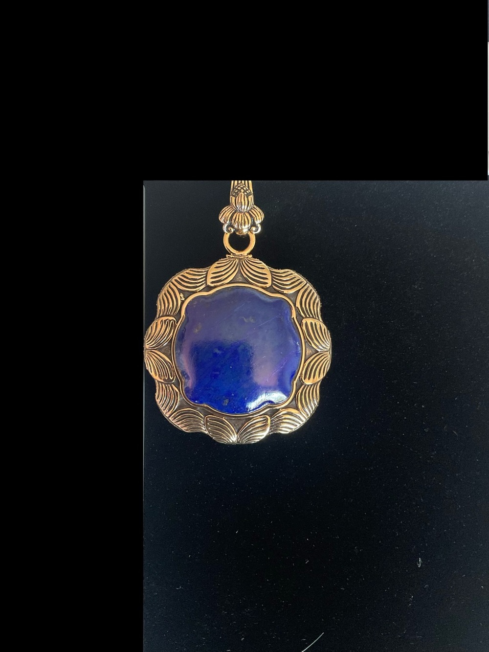 NEW Vintage BARSE Chunky Square Brass Blue Lapis Lazuli Pendant